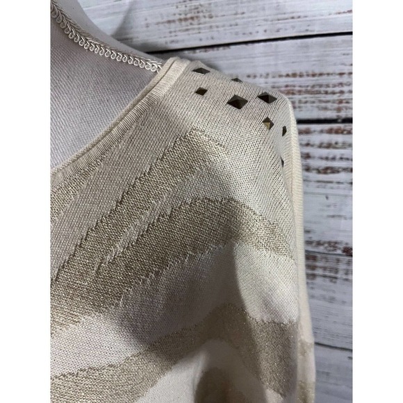 Chico's Sweater Pullover size 16 18 4 Gold Embellished Zebra Edison Chino Slim - Picture 6 of 10